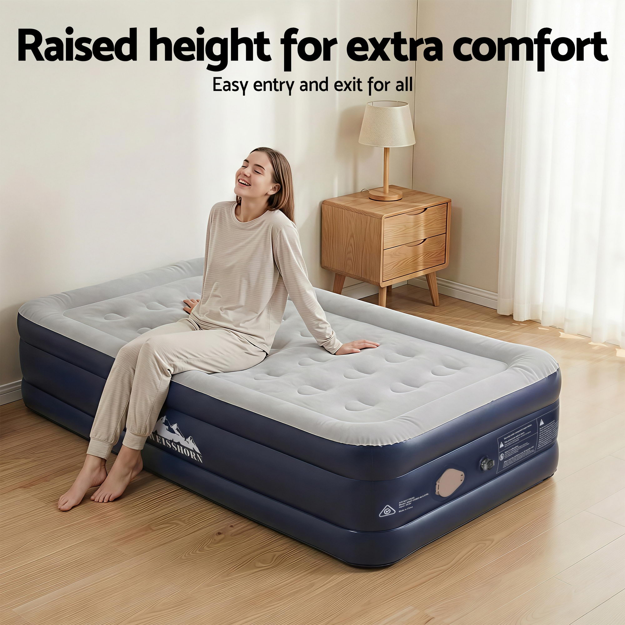 Single Inflatable Air Mattress with Rechargeable Pump, | Weisshorn - Image 5