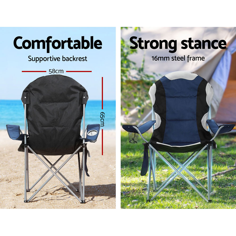 Portable Folding Camping Chair, Navy | Weisshorn - Image 5