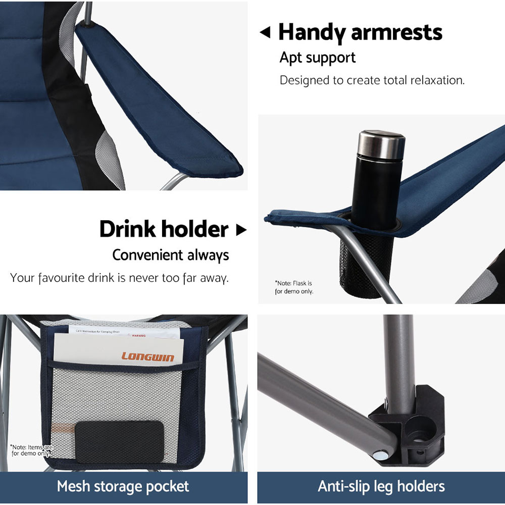 Portable Folding Camping Chair, Navy | Weisshorn - Image 6
