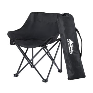 Folding Moon Camping Chair, Black, 120kg Capacity | Weisshorn