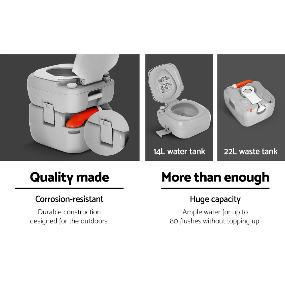 Portable Camping Toilet, 22L | Weisshorn - Image 4