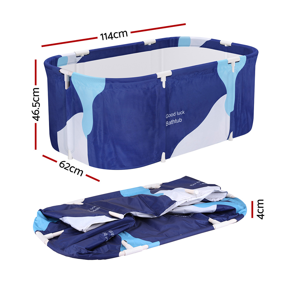 Foldable Portable Bathtub, 114x62cm, Navy Blue | Weisshorn - Image 2