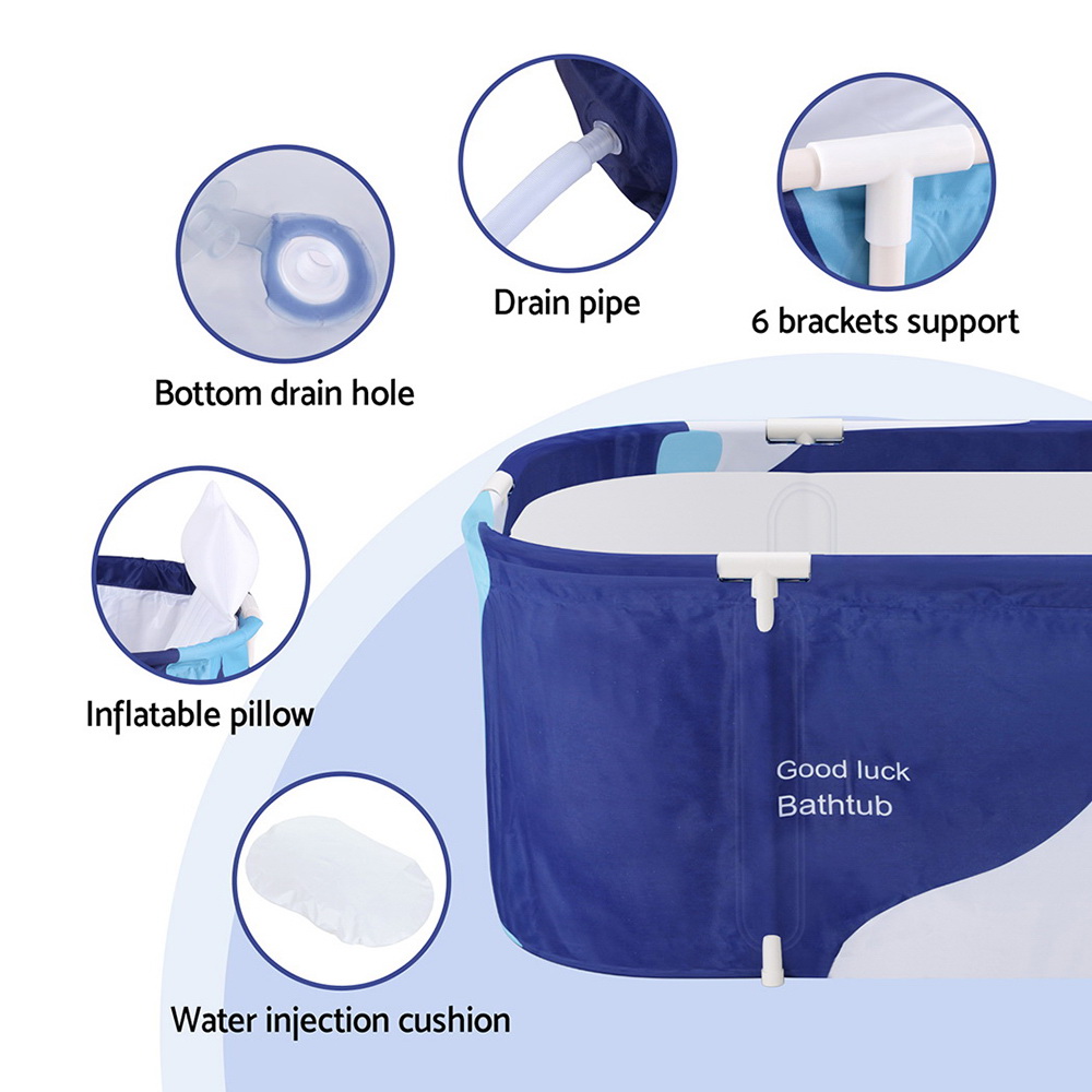 Foldable Portable Bathtub, 114x62cm, Navy Blue | Weisshorn - Image 5