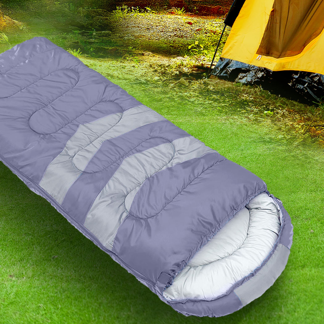 Mountview Grey Single Camping Sleeping Bag – 210T Polyester with Carry Bag - Image 8