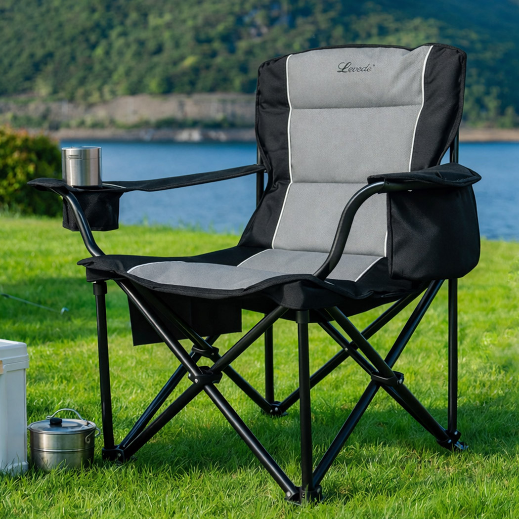 Levede Heavy Duty Folding Camping Chair, 200kg Capacity, Oversized Seat - Image 8