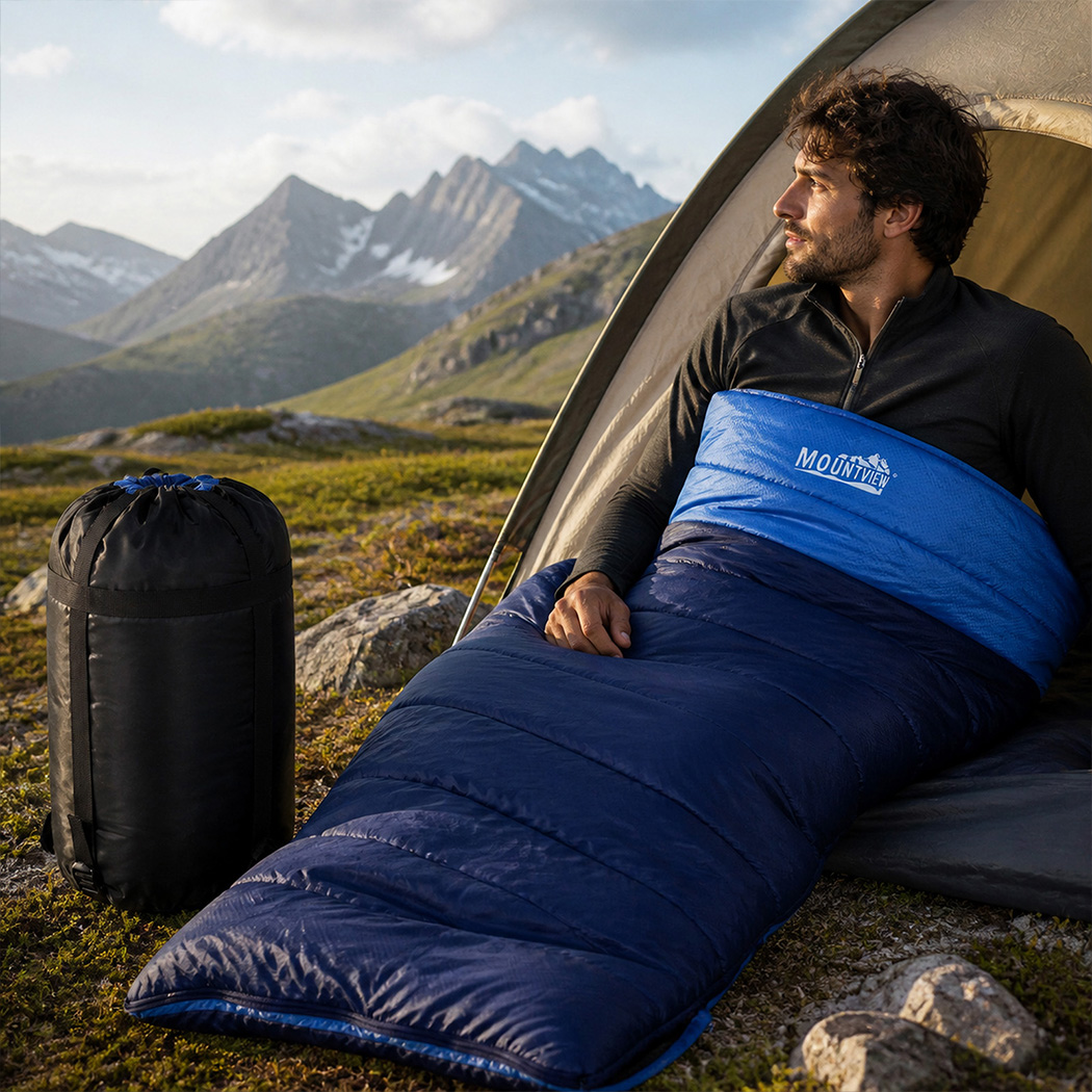 Mountview Extra Wide Camping Sleeping Bag 230 x 100cm – Blue, 3 Season - Image 8