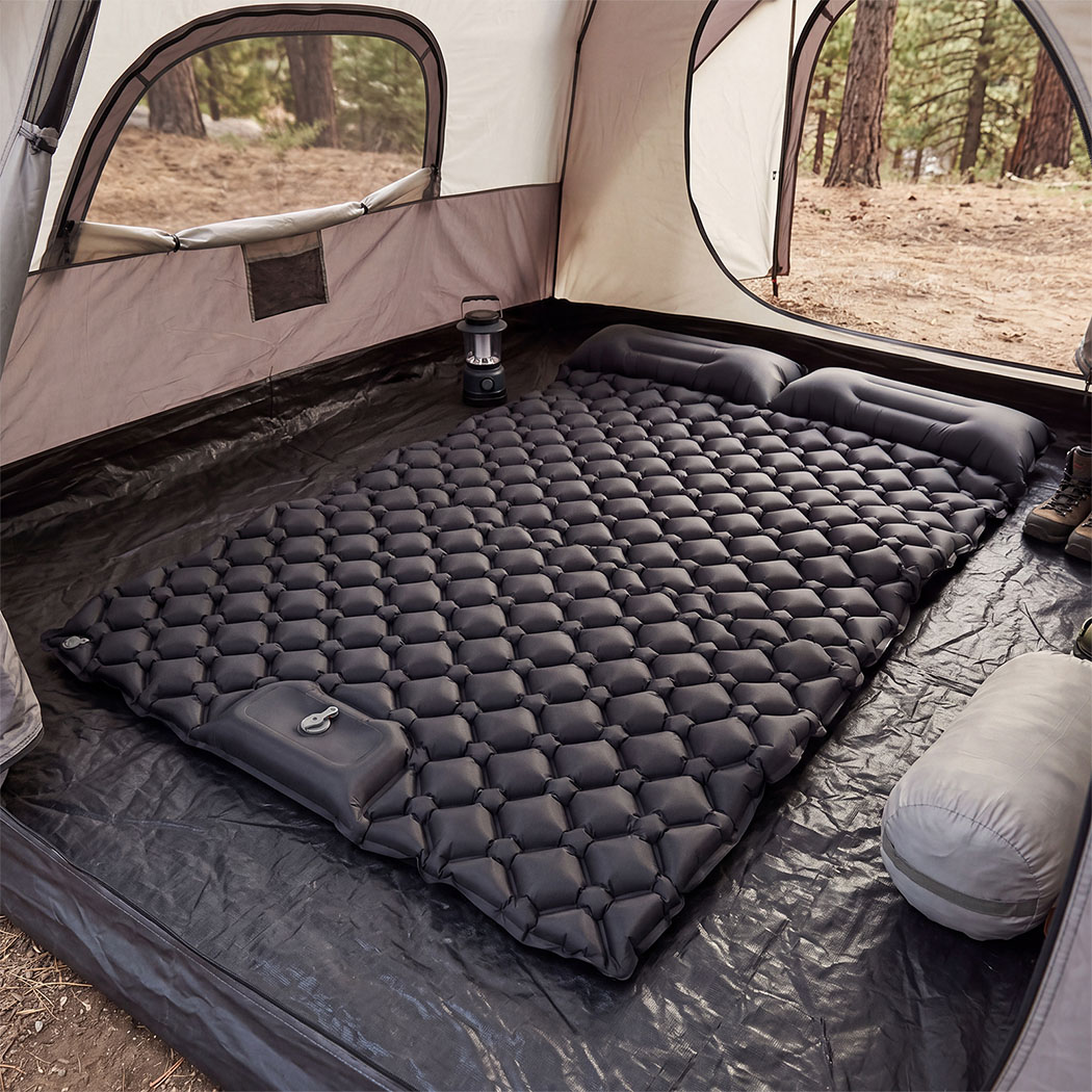 DreamZ Double Camping Mattress with Built In Pump, 40D Nylon TPU, Black - Image 8
