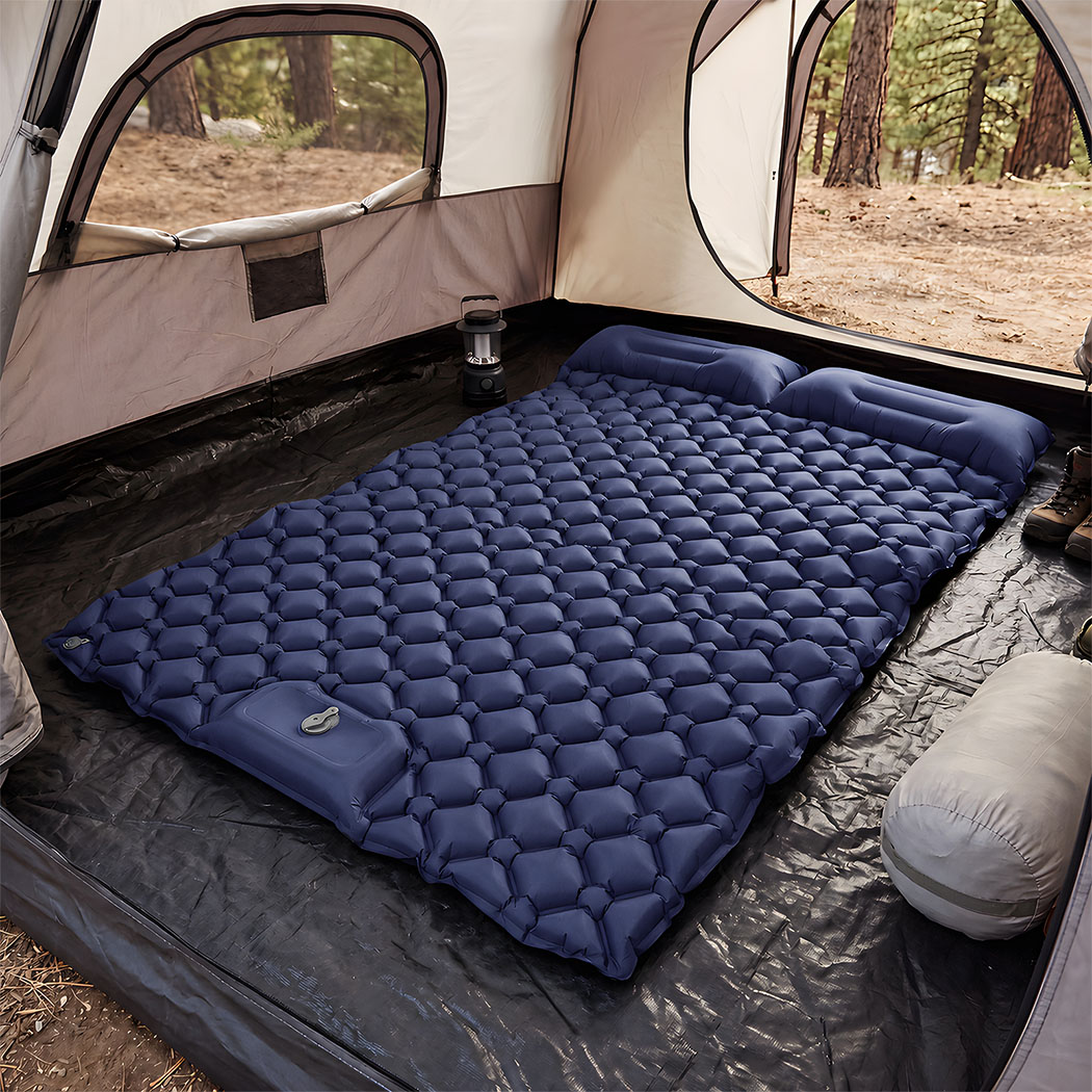 DreamZ Double Camping Mattress with Built In Pump, 40D Nylon TPU, Blue - Image 8