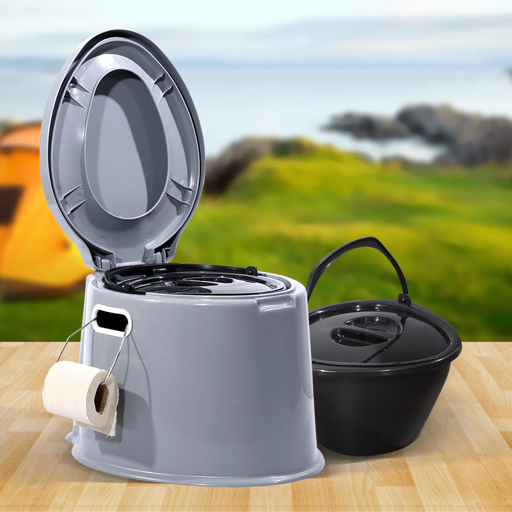 6L Portable Camping Toilet with Removable Bucket and Carry Handle - Image 7