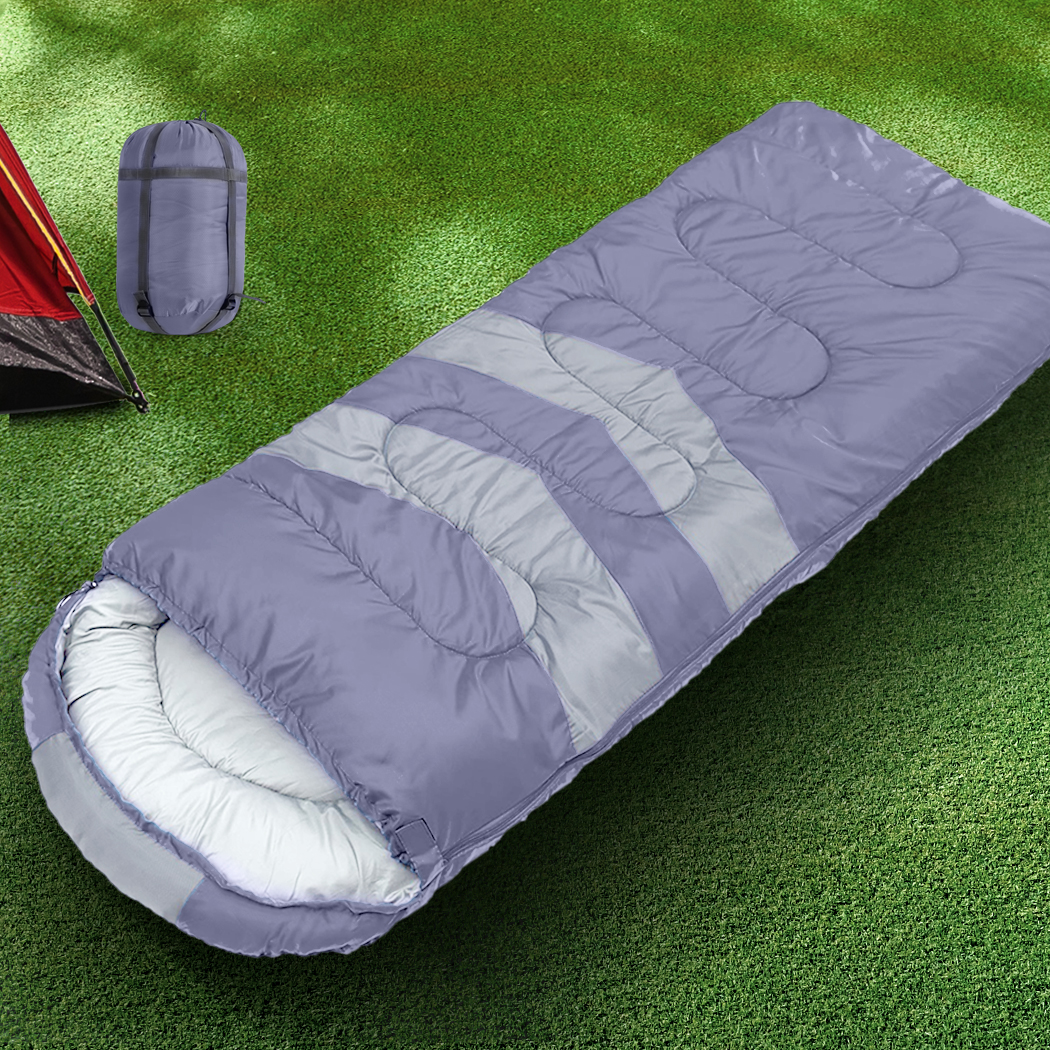 Mountview Grey Single Camping Sleeping Bag – 210T Polyester with Carry Bag - Image 7