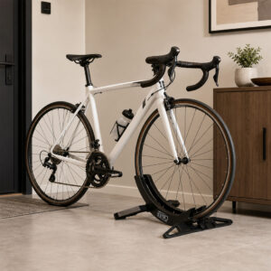 Monvelo Wide Base Floor Bike Stand – ABS Wheel Holder for 2.6–8cm Tyres, Black