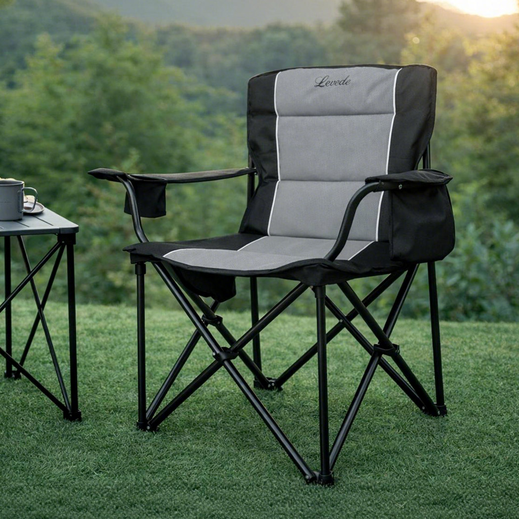 Levede Heavy Duty Folding Camping Chair, 200kg Capacity, Oversized Seat - Image 7
