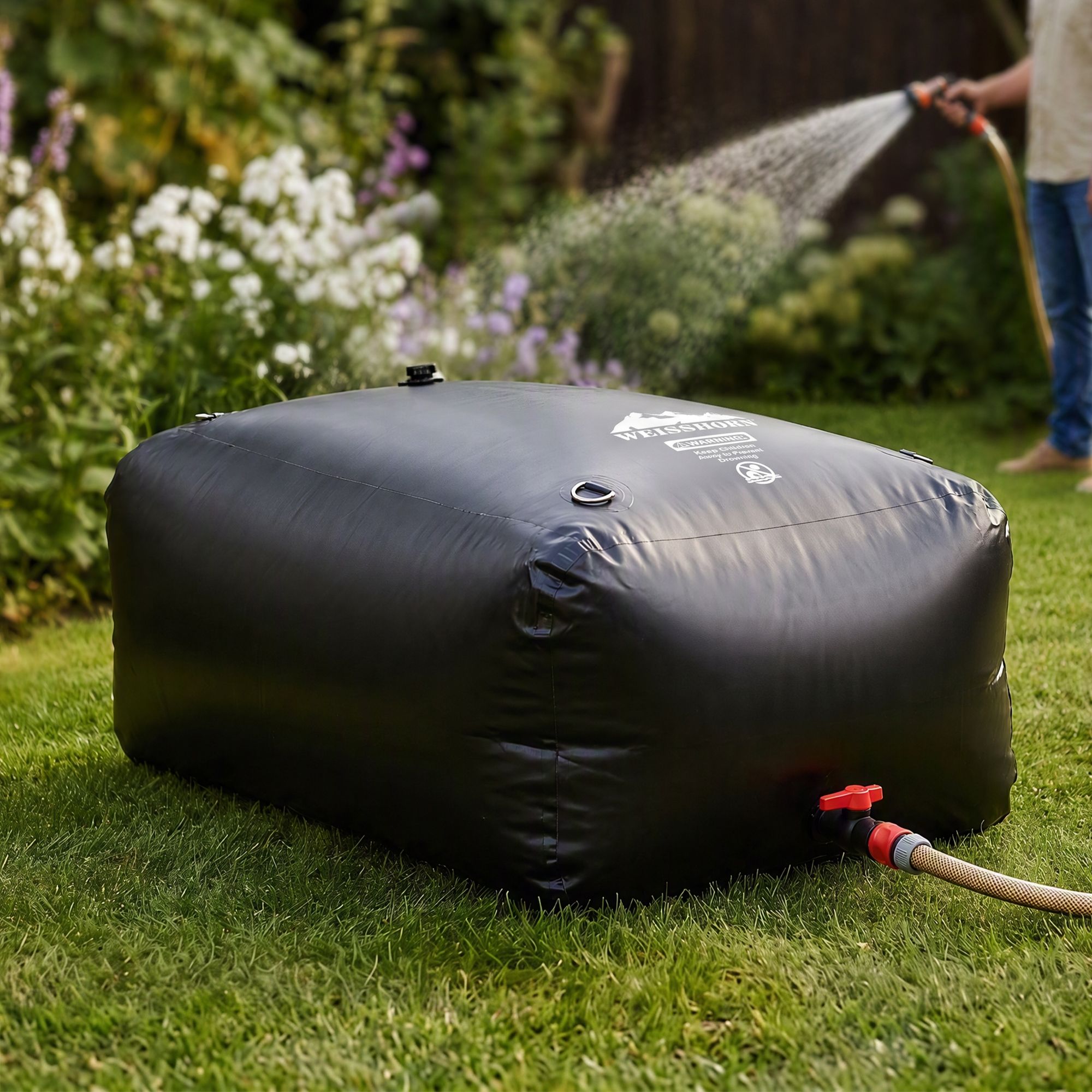 Portable Water Bladder Tank, 1000L, Black | Weisshorn