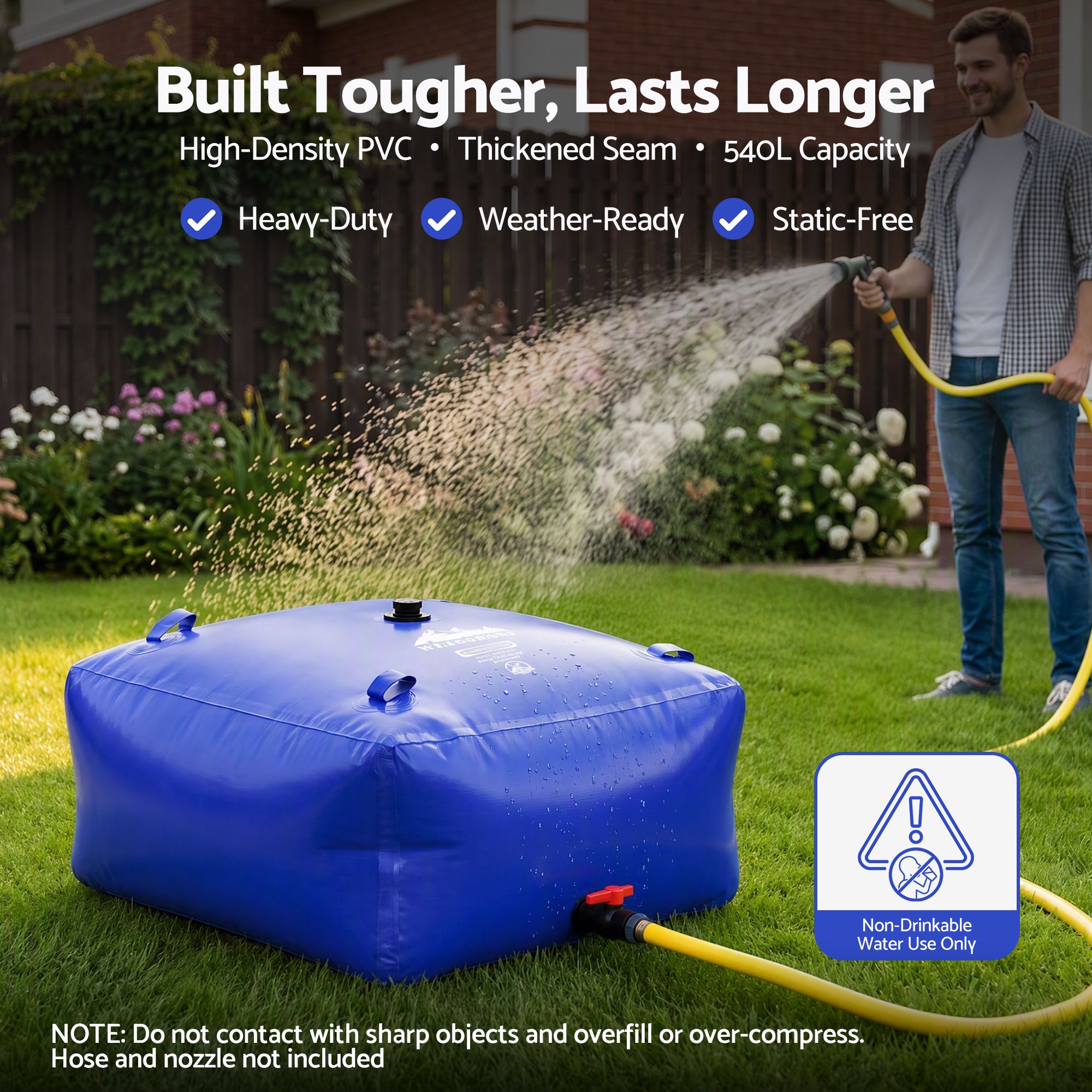 Portable Water Bladder Tank, 540L, Blue | Weisshorn - Image 5