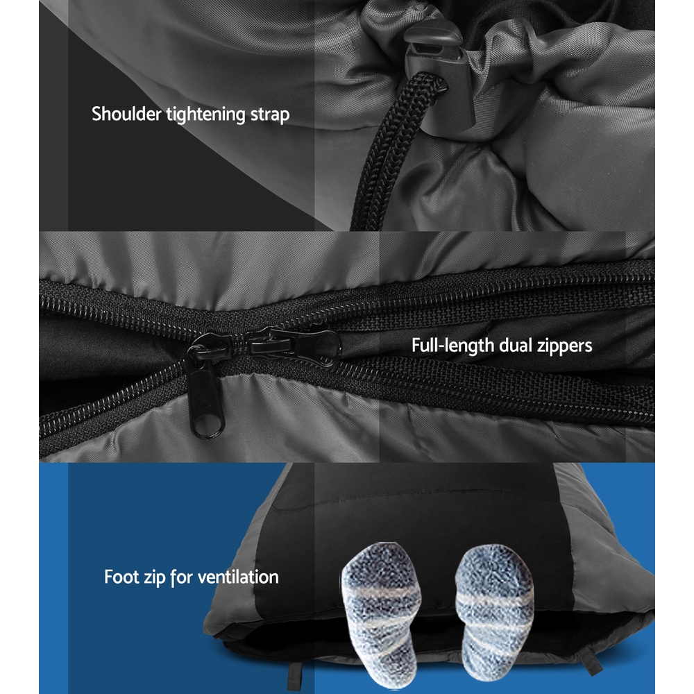 Thermal Camping Sleeping Bag, -20°C, Black | Weisshorn - Image 6