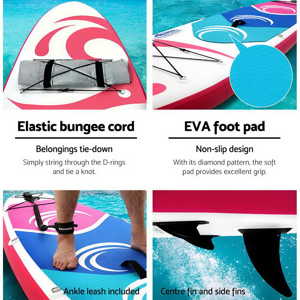 Inflatable Stand-Up Paddle Board, 11ft, Pink | Weisshorn - Image 5