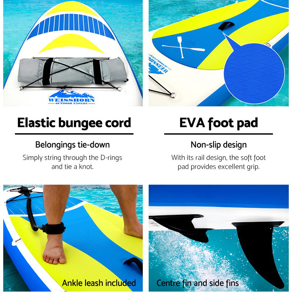 Inflatable Stand-Up Paddle Board, 11ft, Yellow | Weisshorn - Image 5