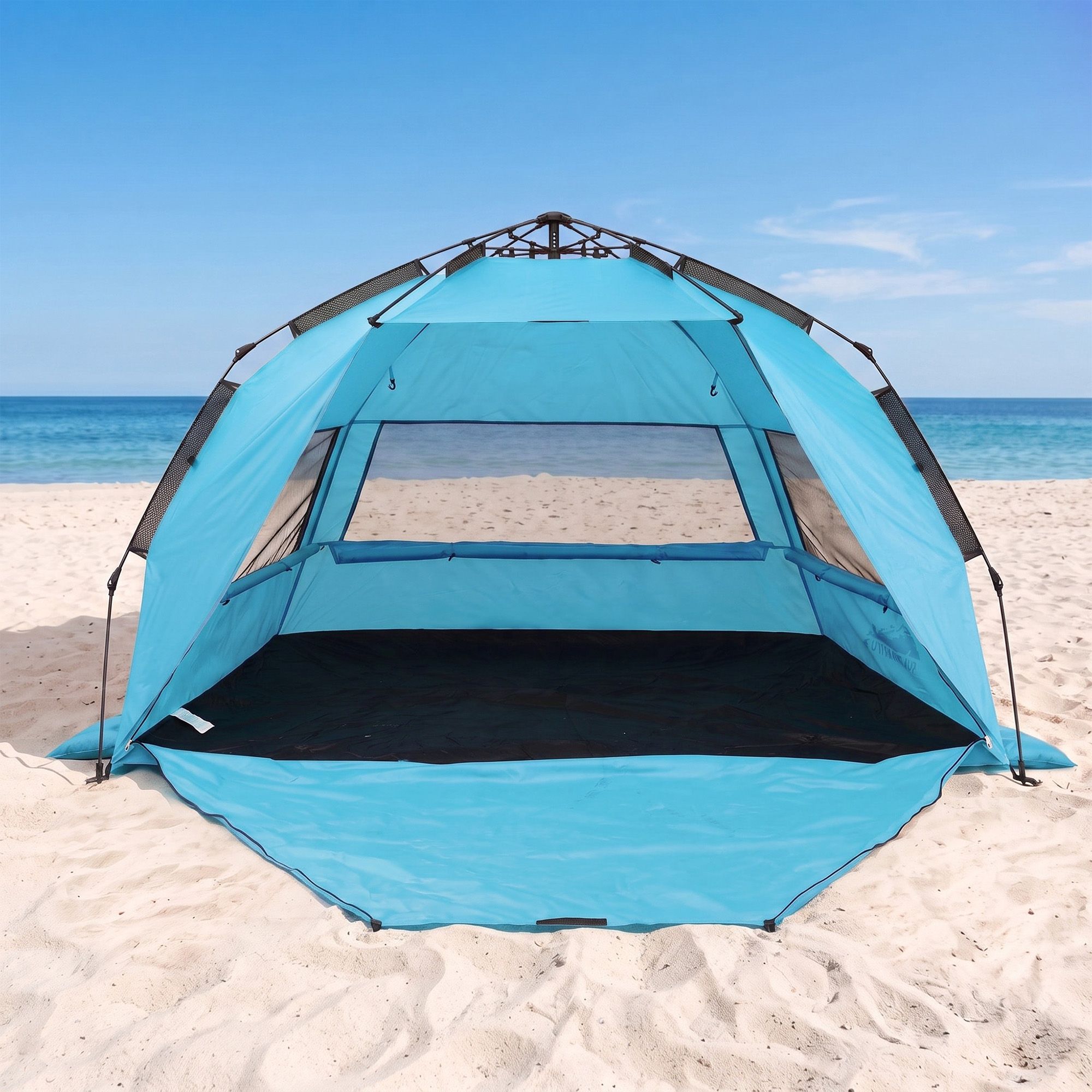 Pop-Up Beach Sun Shade Tent, 3-4-Person, UPF 50+, Blue | Weisshorn - Image 2