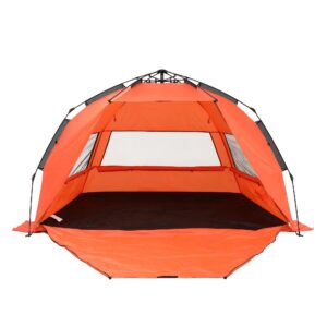 Pop-Up Beach Sun Shade Tent, 3-4-Person, UPF 50+, Orange | Weisshorn