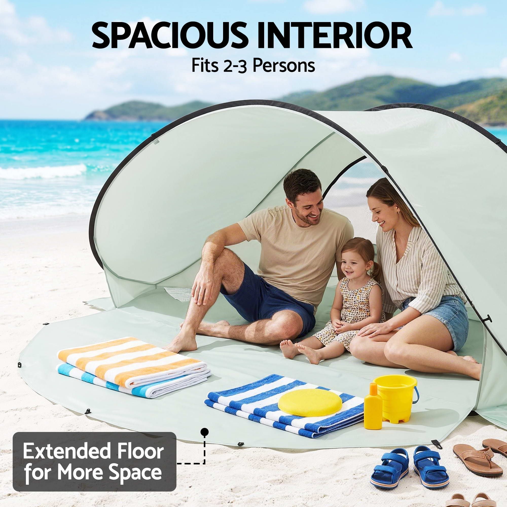 Pop-Up Beach Sun Shade Tent, 2-3-Person, UPF 50+ | Weisshorn - Image 5