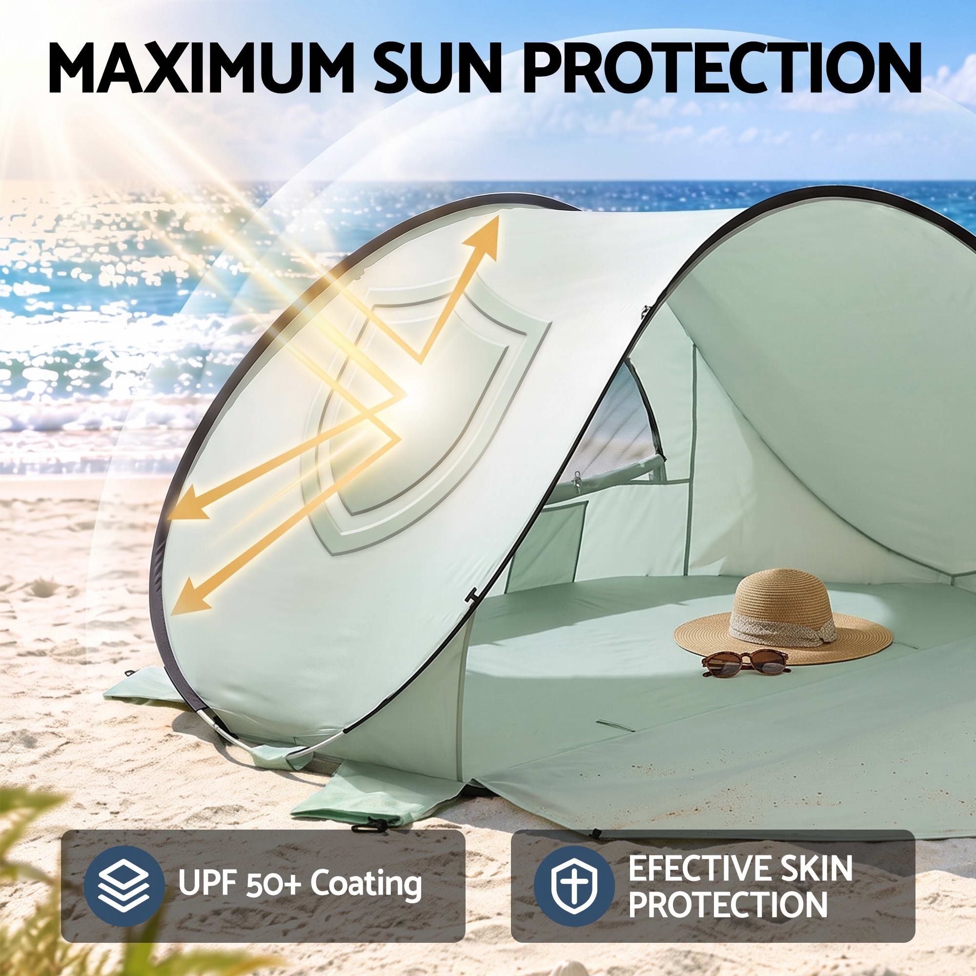 Pop-Up Beach Sun Shade Tent, 2-3-Person, UPF 50+ | Weisshorn - Image 6