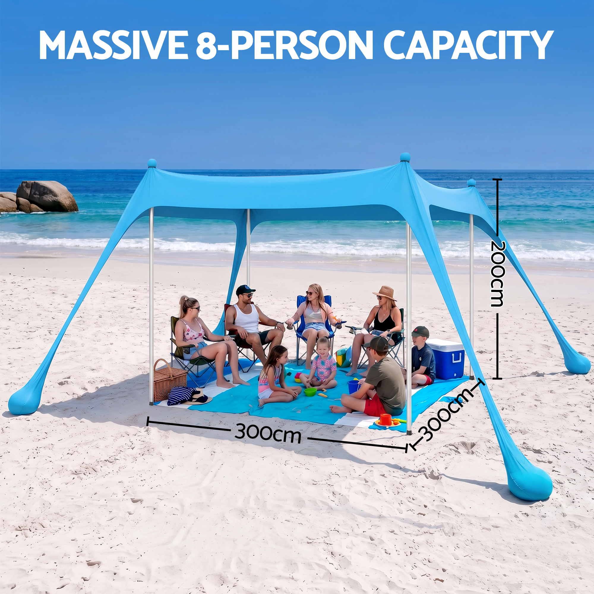 Pop-Up Beach Sun Shade Tent, 8-Person, UPF 50+ | Weisshorn - Image 3