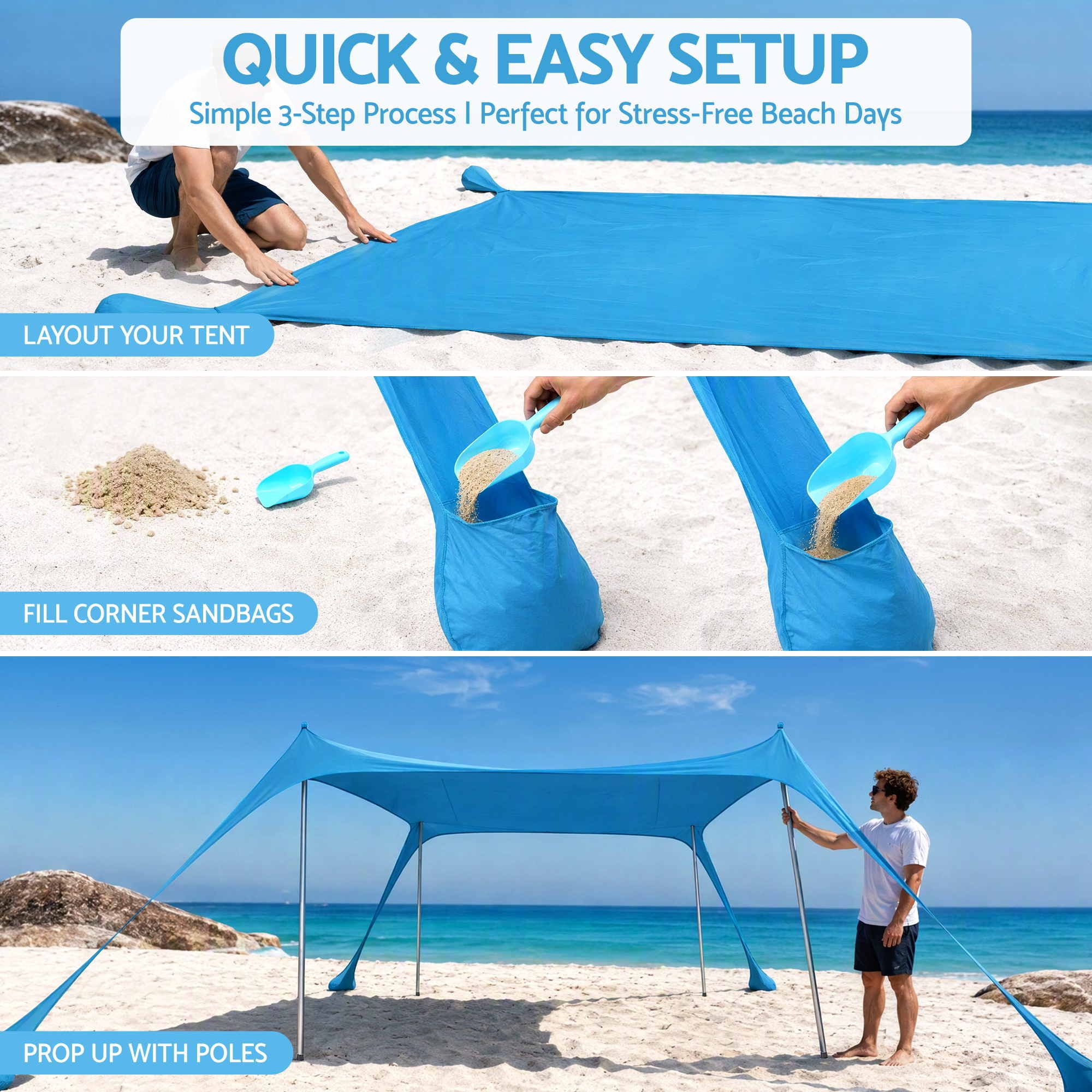 Pop-Up Beach Sun Shade Tent, 8-Person, UPF 50+ | Weisshorn - Image 6