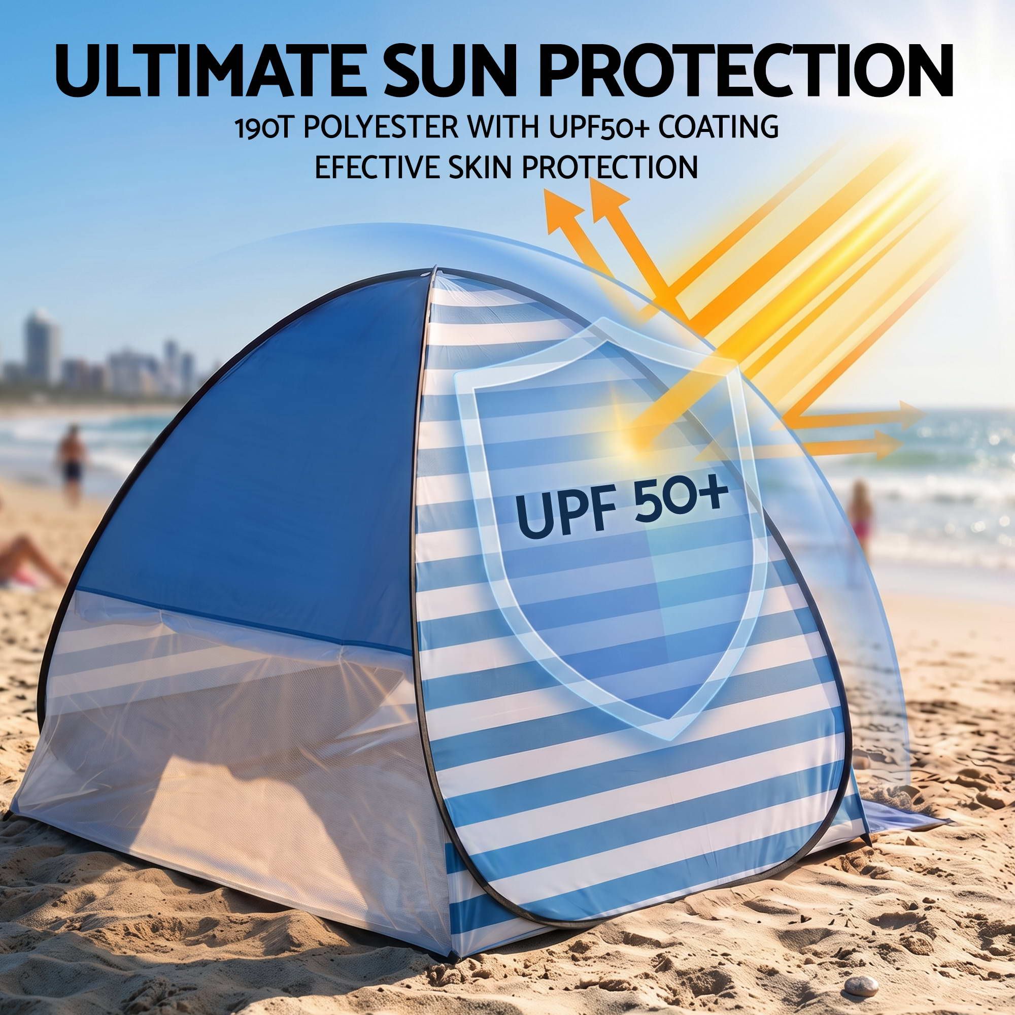 Pop-Up Beach Sun Shade Tent, 2-3-Person, UPF 50+, | Weisshorn - Image 6