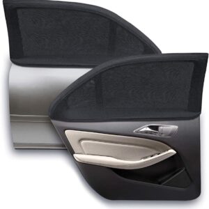Pair of Rear Window Car Sunshades in Black Stretch Mesh
