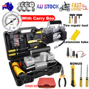 12V 150 PSI Twin-Cylinder Tyre Inflator Compressor in Red Case
