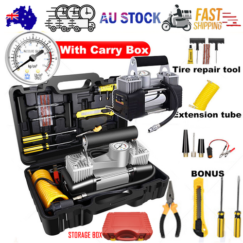 12V 150 PSI Twin-Cylinder Tyre Inflator Compressor in Red Case