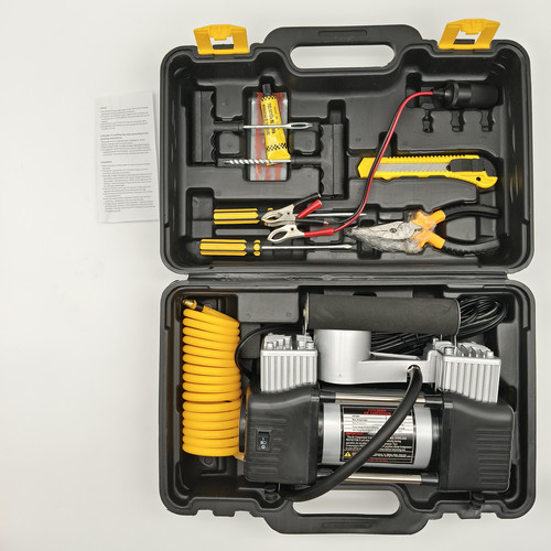 12V 150 PSI Twin-Cylinder Tyre Inflator Compressor in Red Case - Image 3