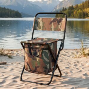 Folding Camping Chair with Storage Bag, Camo | Weisshorn