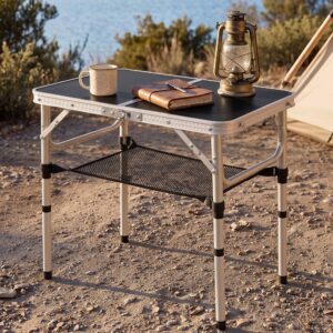 Adjustable Folding Camping Table, 60 x 40 cm, Black | Weisshorn