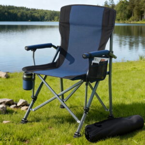 Portable Folding Camping Chair, Navy Blue, 120kg Capacity | Weisshorn