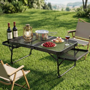 Mesh-Top Folding Camping Grill Table | Weisshorn