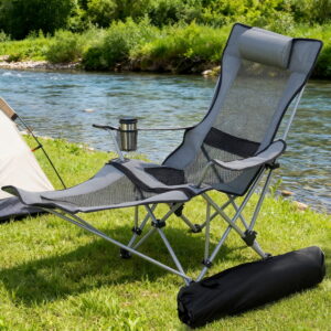 Reclining Folding Camping Chair, Grey | Weisshorn