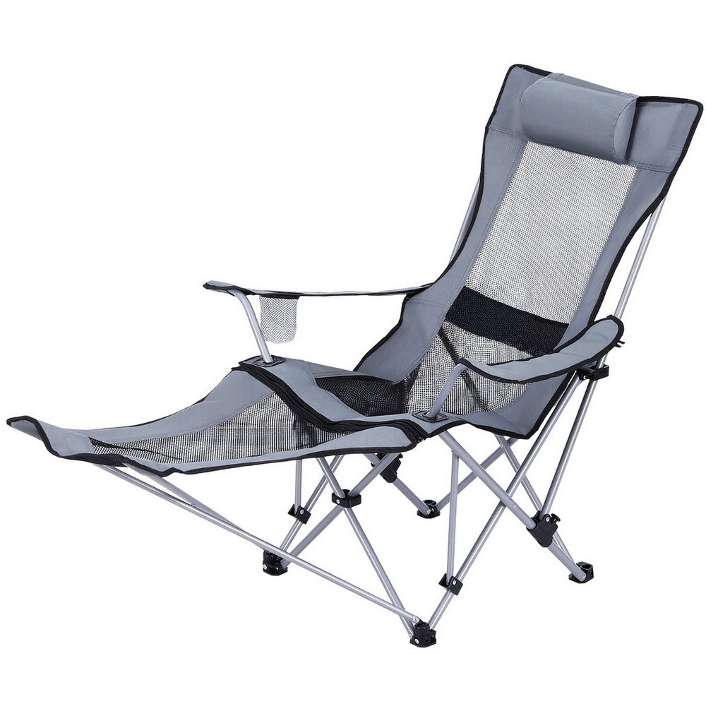 Reclining Folding Camping Chair, Grey | Weisshorn - Image 2