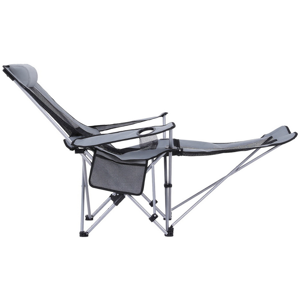 Reclining Folding Camping Chair, Grey | Weisshorn - Image 4