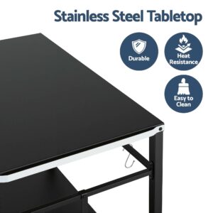 Stainless Steel BBQ Prep Table Trolley, Black | Weisshorn