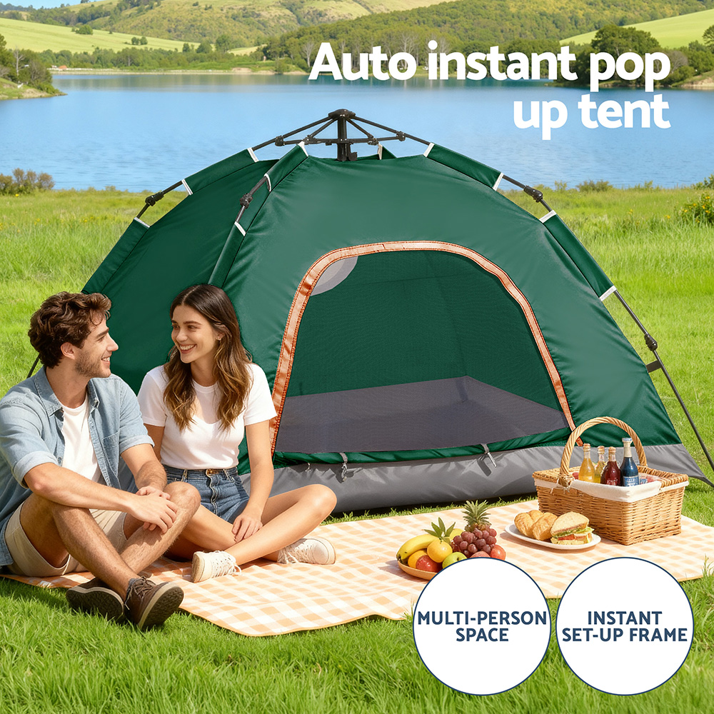 Instant Pop-Up Camping Tent, 2-Person, Green | Weisshorn - Image 5