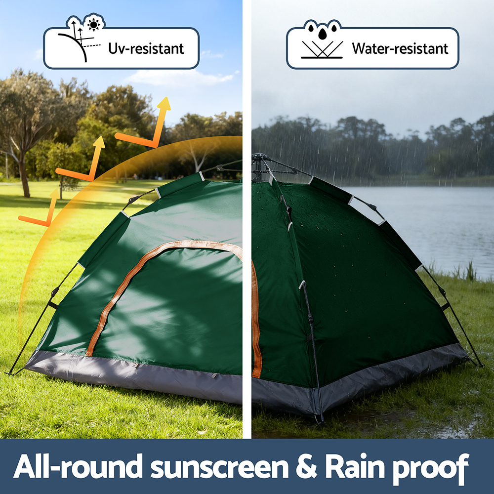 Instant Pop-Up Camping Tent, 2-Person, Green | Weisshorn - Image 6