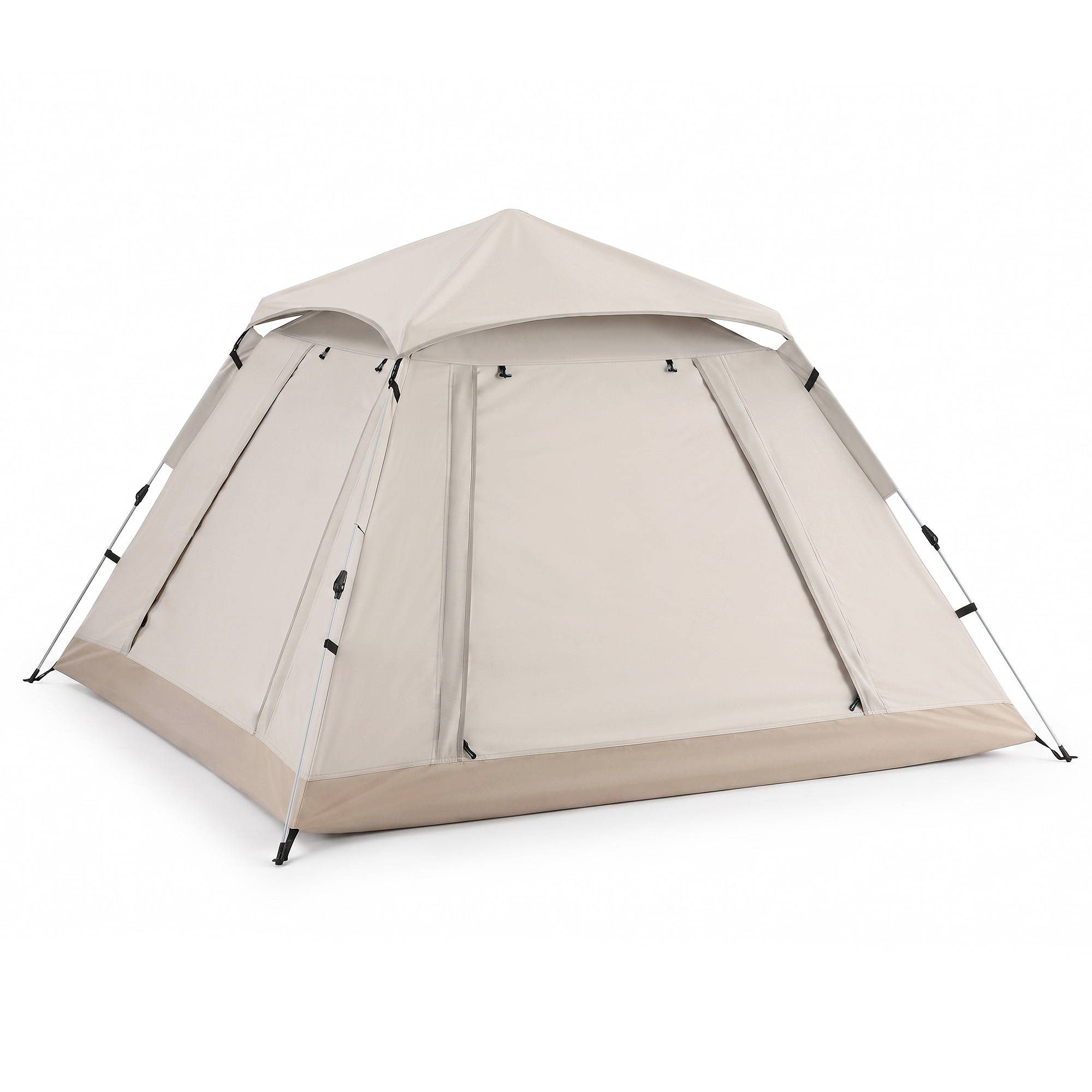 Camping Tent with Awning, 210D Oxford Fabric, 210 × 210 cm, Khaki | Weisshorn - Image 3