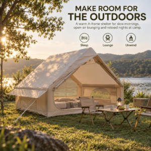 Inflatable A-Frame Camping Tent, Beige | Weisshorn