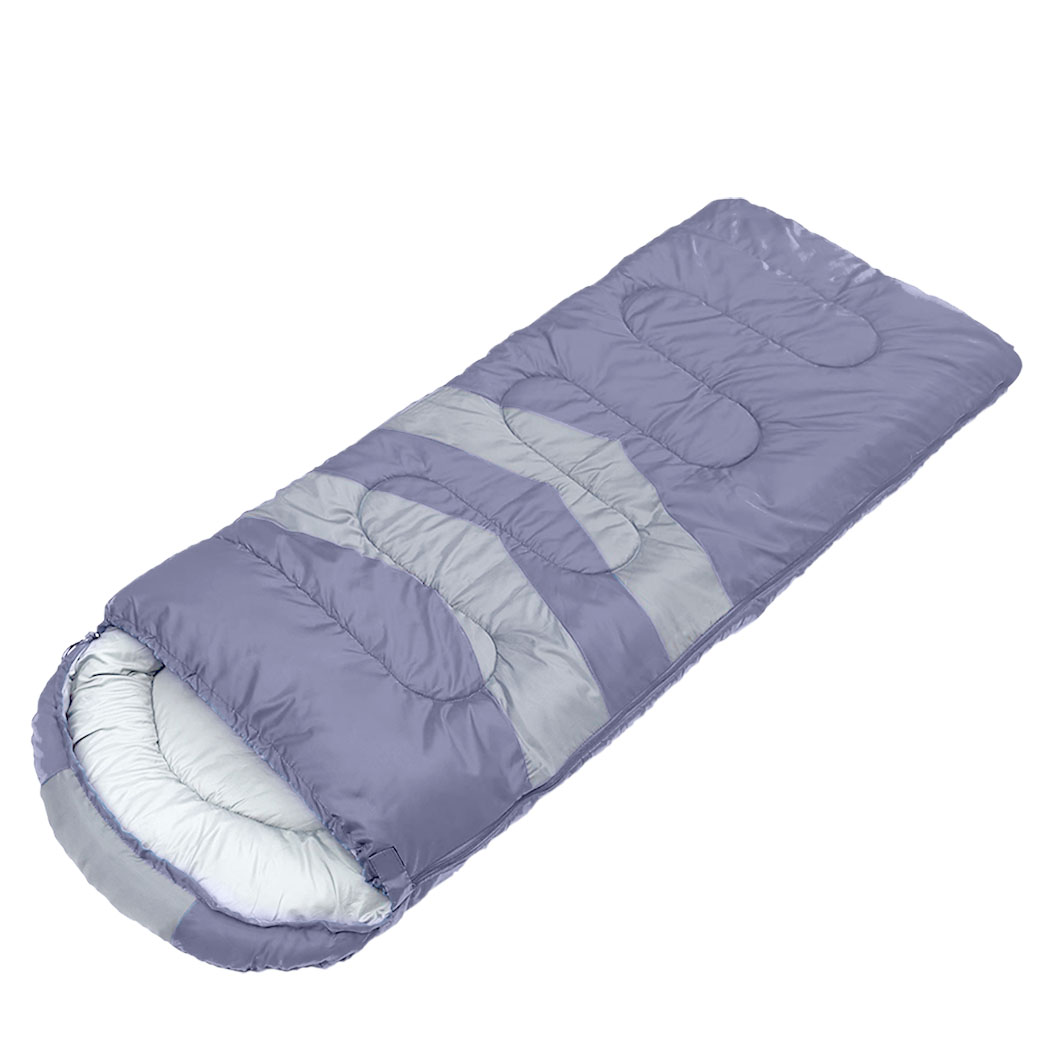 Mountview Grey Single Camping Sleeping Bag – 210T Polyester with Carry Bag