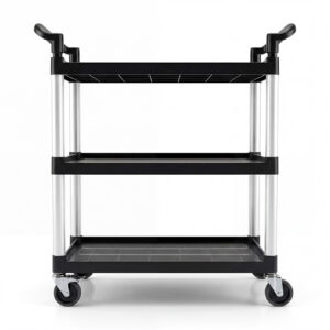 Monvelo 3 Tier Rolling Tool Trolley Cart with Lockable Wheels – Black