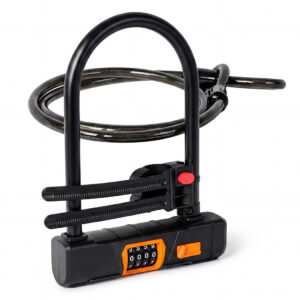 4 Digit Bicycle D Lock with Security Cable, Keyless Bike and Scooter Lock