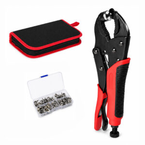 Adjustable Snap Fastener Press Tool Kit with Dies and Fasteners for Fabric and Boat Covers