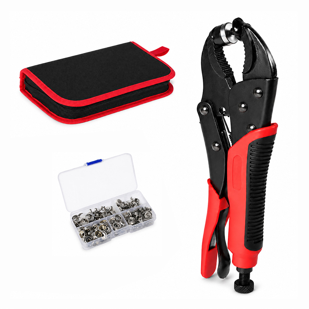 Adjustable Snap Fastener Press Tool Kit with Dies and Fasteners for Fabric and Boat Covers