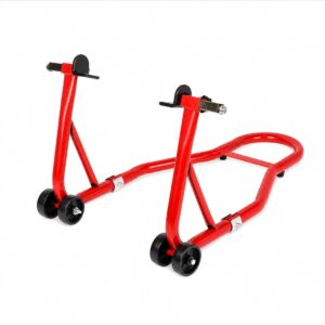 Monvelo Heavy Duty Motorcycle Rear Stand, 500kg Capacity with Adjustable Fork Heads – Red